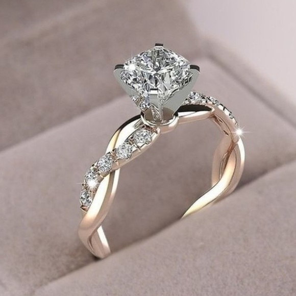 18K Rose Gold Plated Diamond Ring - Picture 3 of 6